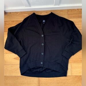 GAP Women's Classic Black Cotton Sweatshirt Cardigan